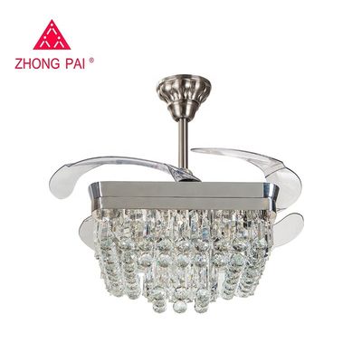 समकालीन 110v 110W वापस लेने योग्य ब्लेड छत पंखे झूमर सैंटी निकल रंग