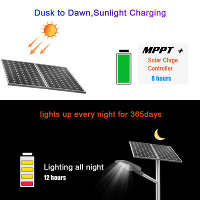 ऑल इन वन 14000lm 30W 80W LED सोलर पावर्ड स्ट्रीट लाइट 18V पोल इंस्टाल