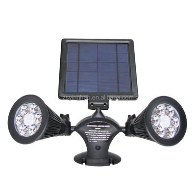 12LEDs 20-600लुमेन सोलर मोशन सेंसर स्पॉटलाइट डुअल हेड सोलर स्पॉटलाइट