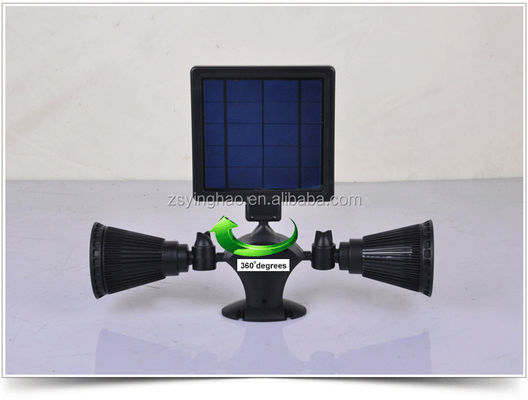 12LEDs 20-600लुमेन सोलर मोशन सेंसर स्पॉटलाइट डुअल हेड सोलर स्पॉटलाइट