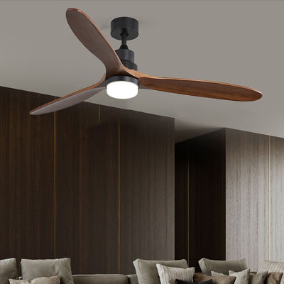 इंडोर रिमोट कंट्रोल 1500LM सॉलिड वुड सीलिंग फैन लाइट 120V 3000-5000K