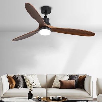 इंडोर रिमोट कंट्रोल 1500LM सॉलिड वुड सीलिंग फैन लाइट 120V 3000-5000K
