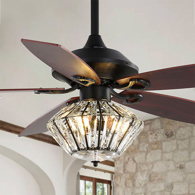 वाणिज्यिक 65W 120V मैट ब्लैक सीलिंग फैन लाइट और रिमोट के साथ
