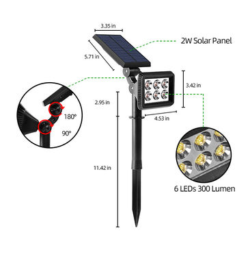 IP65 3.7V 2200MAH एलईडी सोलर लैंडस्केप लाइट 300 लुमेन सोलर पाथ लाइट्स