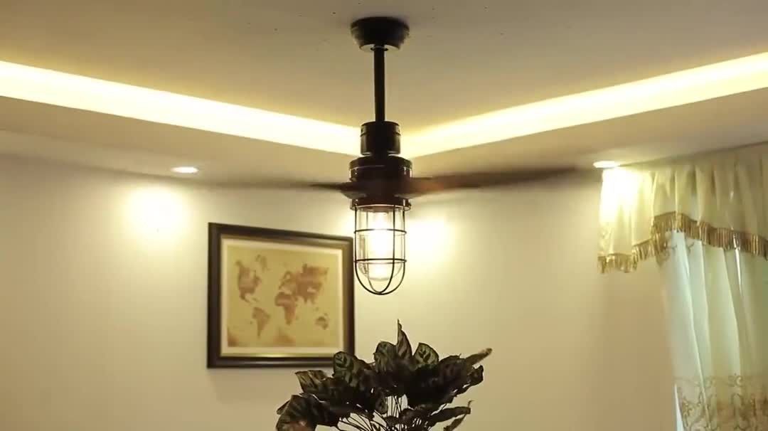 प्लाइवुड ब्लेड विंटेज इलेक्ट्रिक 20w सीलिंग फैन 52 इंच घर के लिए लाइट डेकोरेशन के साथ