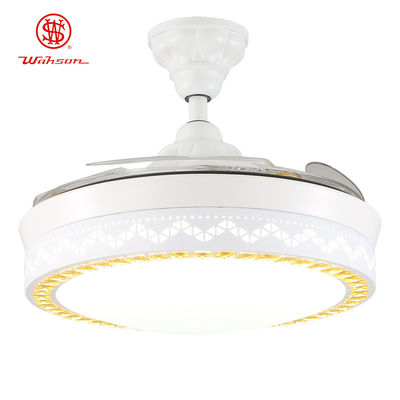 घर के लिए प्रकाश के साथ आधुनिक सजावटी 5250lm 70W व्हाइट फोल्डेबल सीलिंग फैन